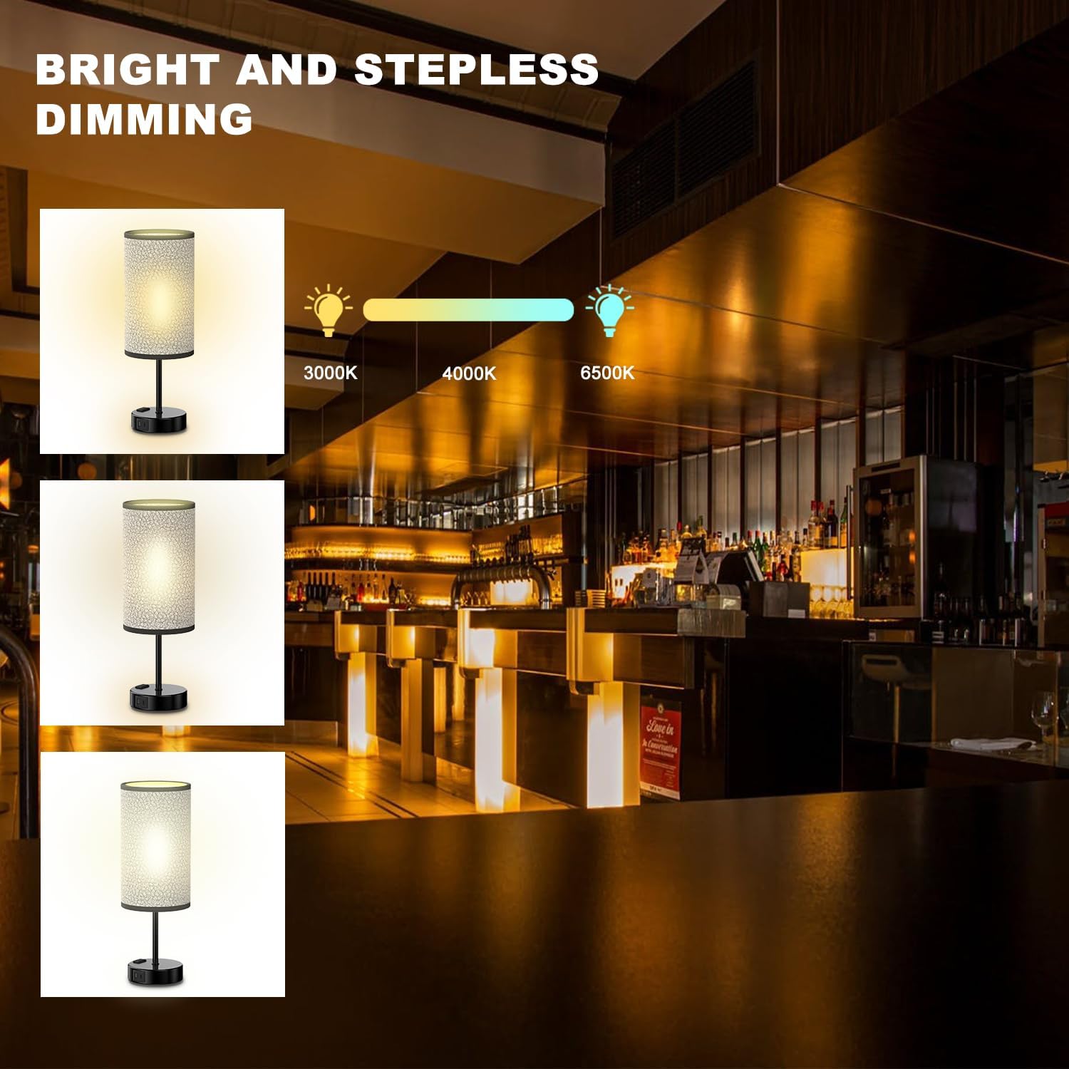 Table Lamp for Bedroom with Touch Control