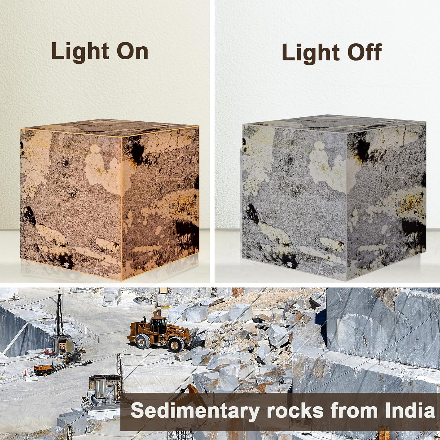 Stone Lamp for Bedroom Handcrafted Ultra-thin Natural Stone