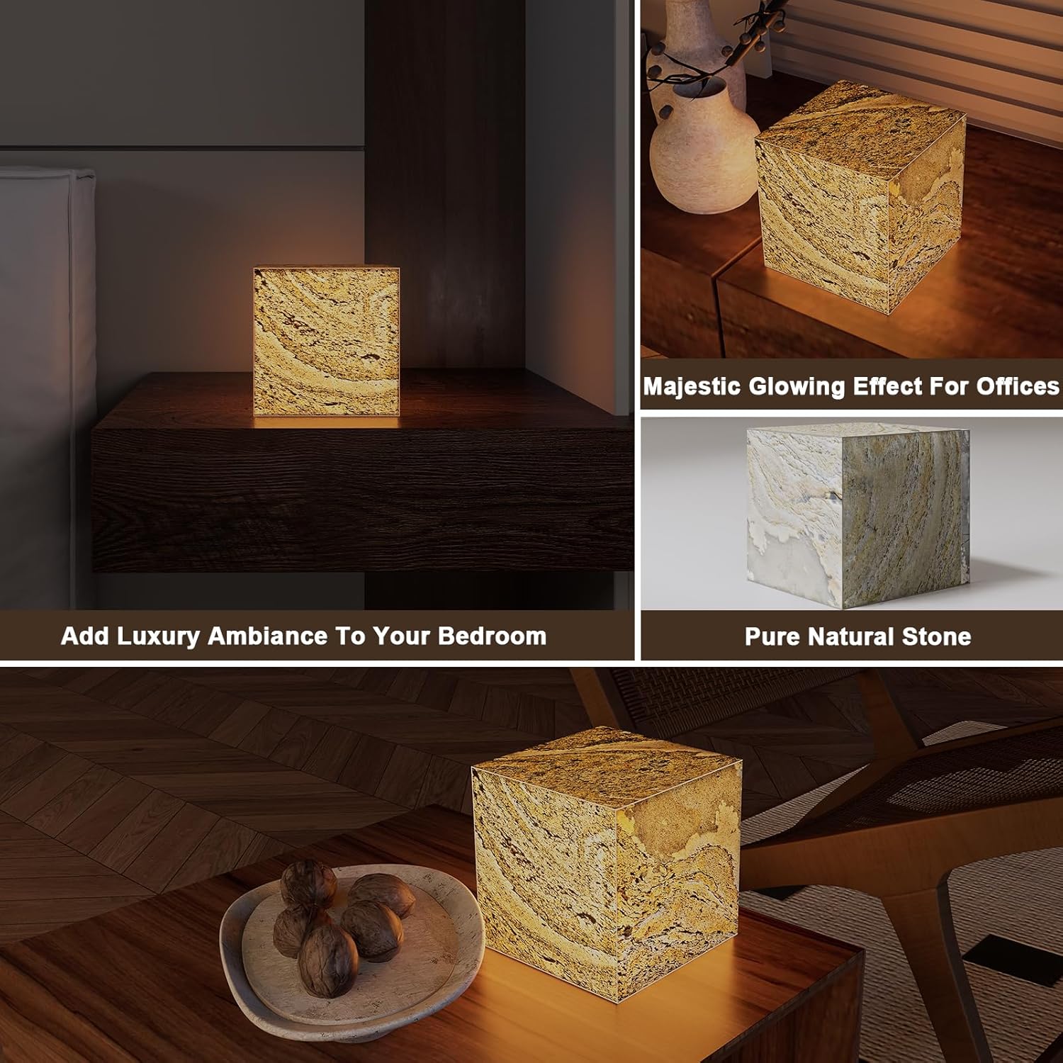 Stone Lamp for Bedroom Handcrafted Ultra-thin Natural Stone