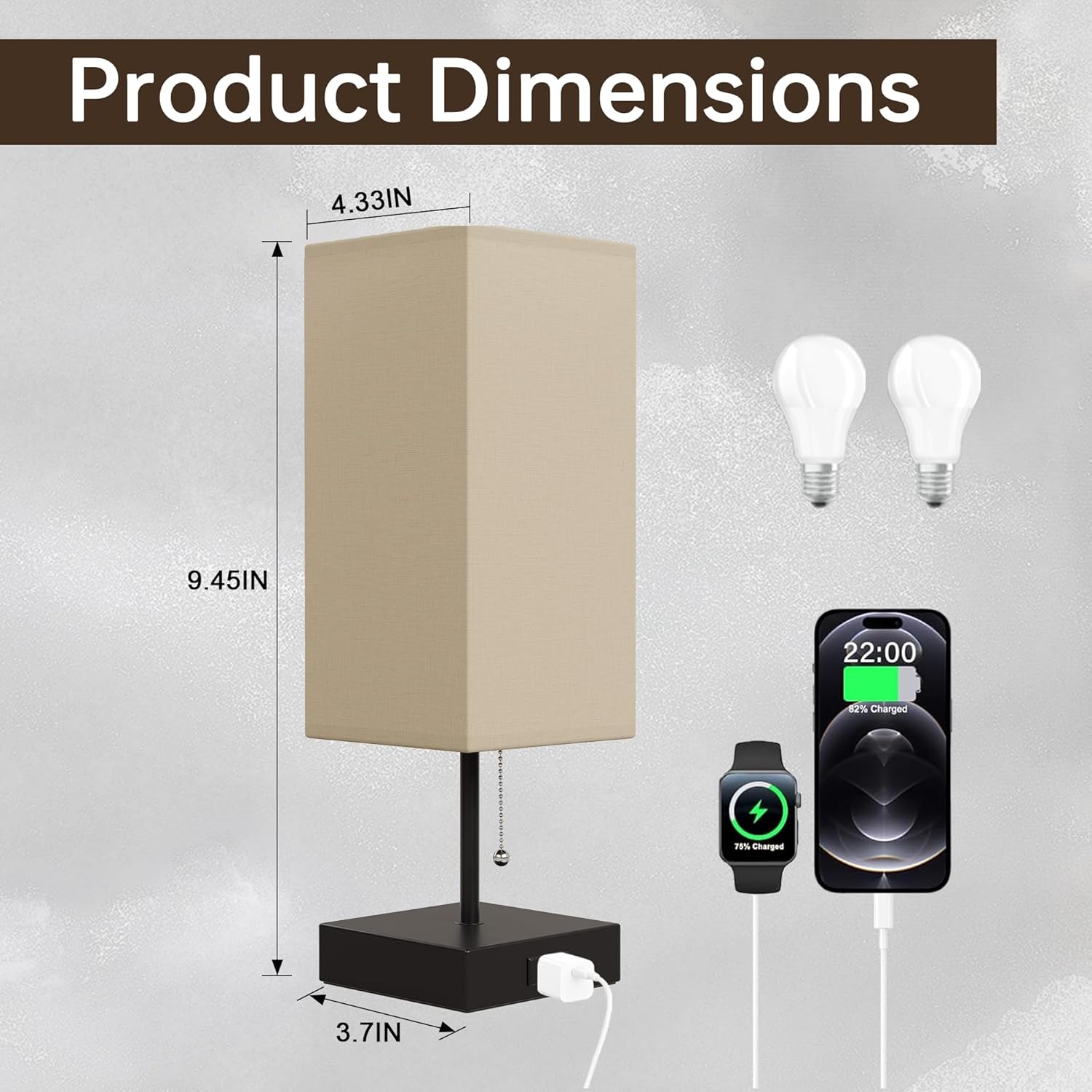 Table Lamp for Bedroom Set of 2