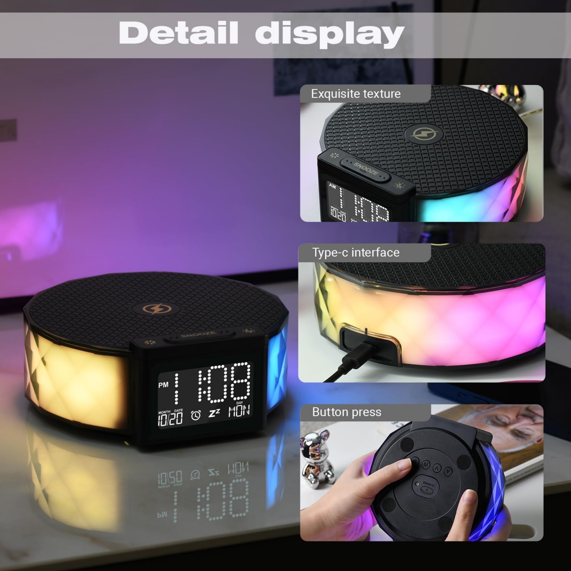 Alarm Clock with Fast Wireless Charging