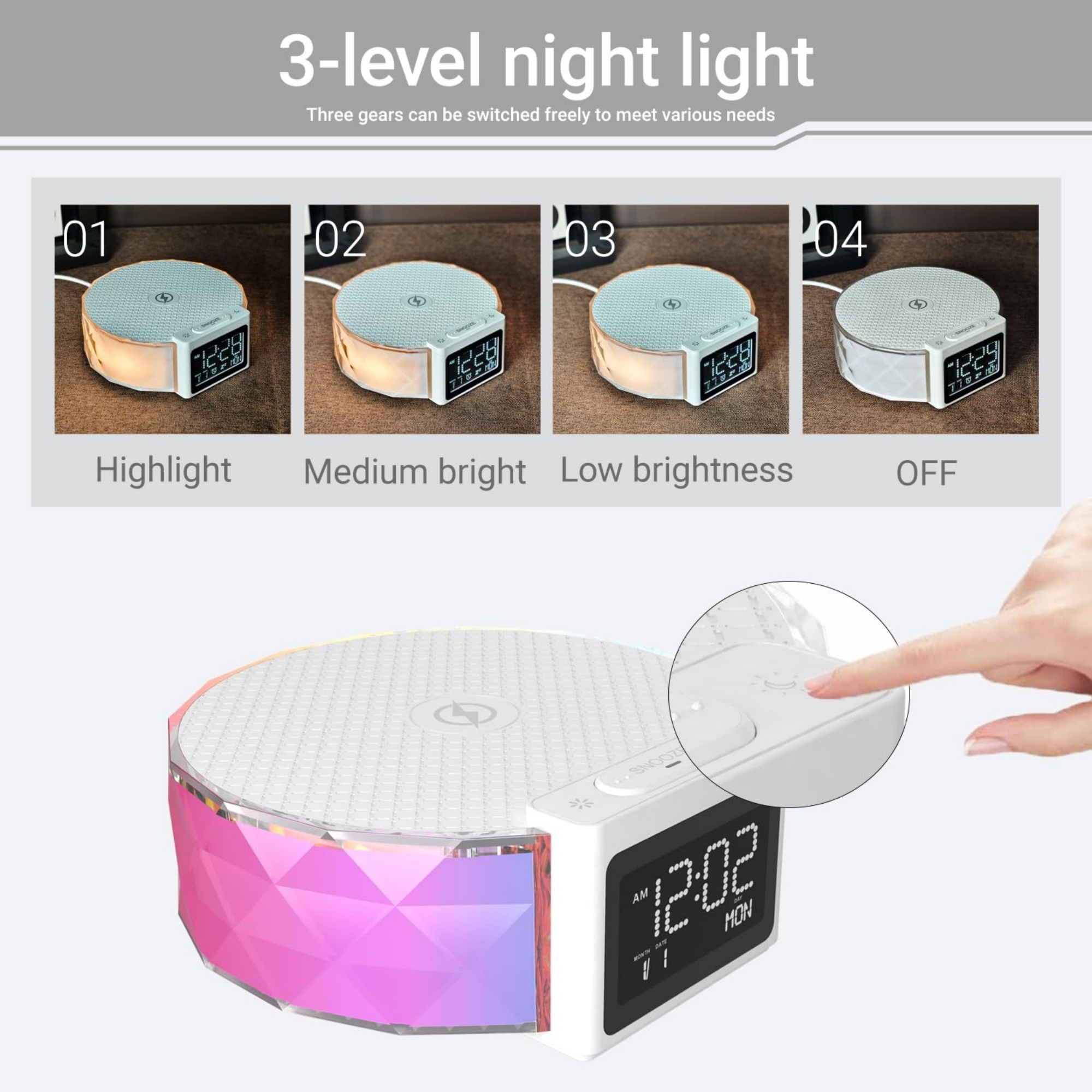 Alarm Clock with Fast Wireless Charging