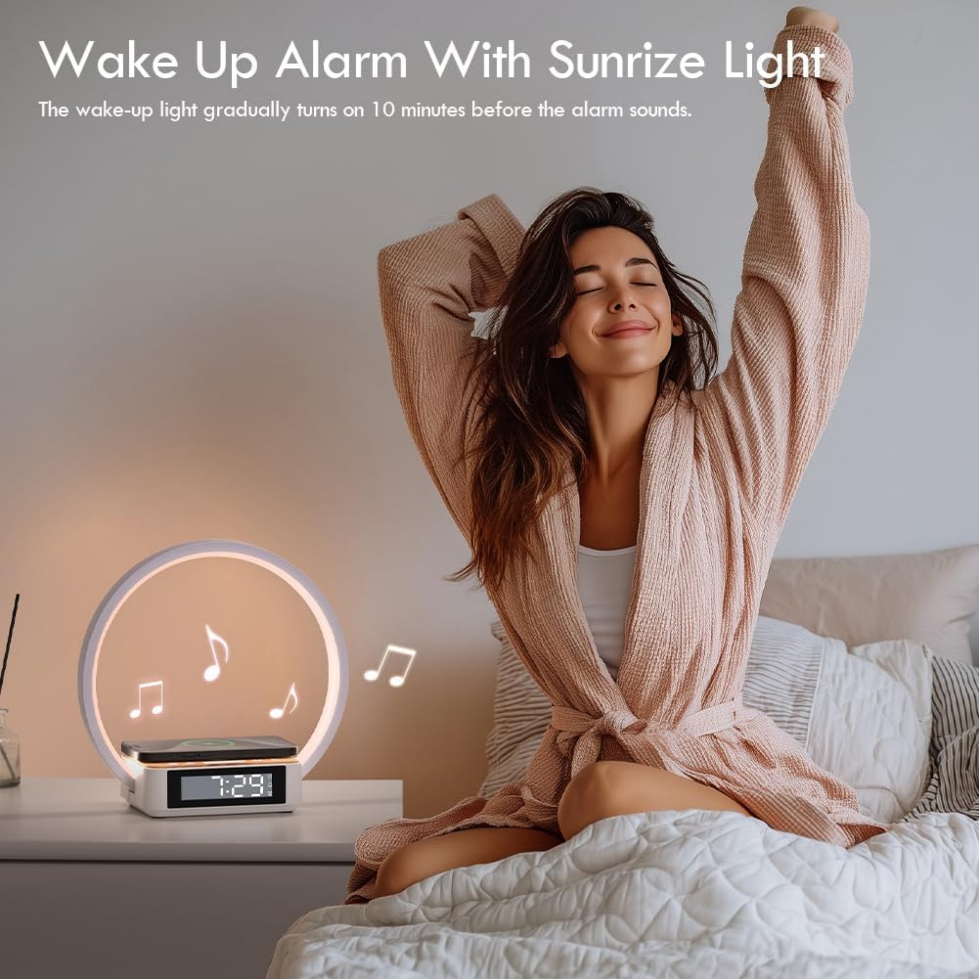 Alarm Clock,Table Lamp with Wireless Charging