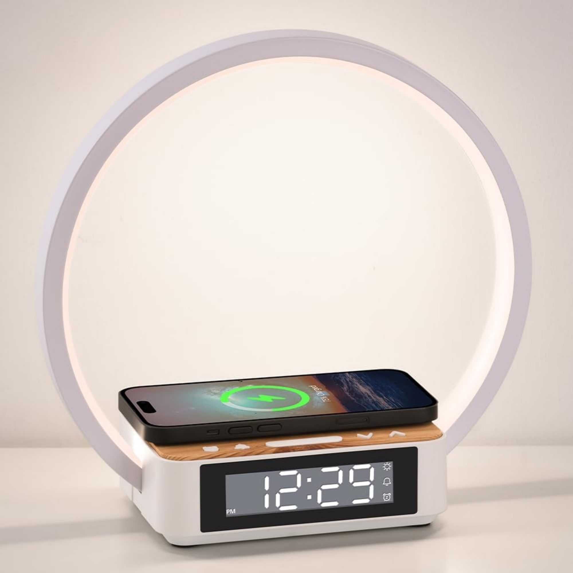 Alarm Clock,Table Lamp with Wireless Charging