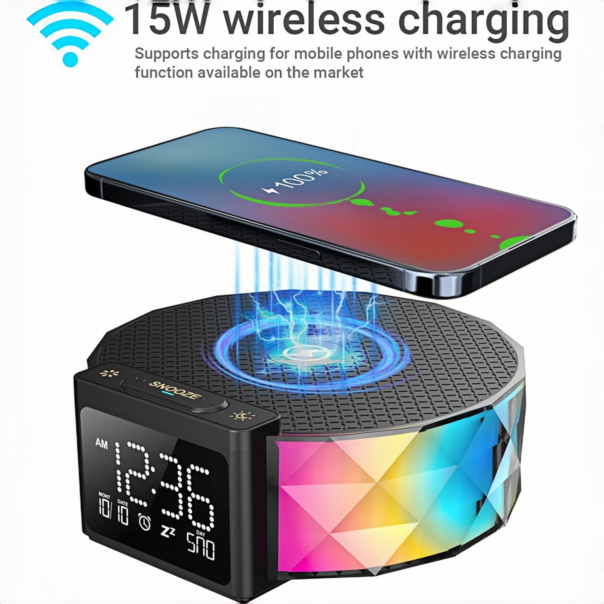 Alarm Clock with Fast Wireless Charging
