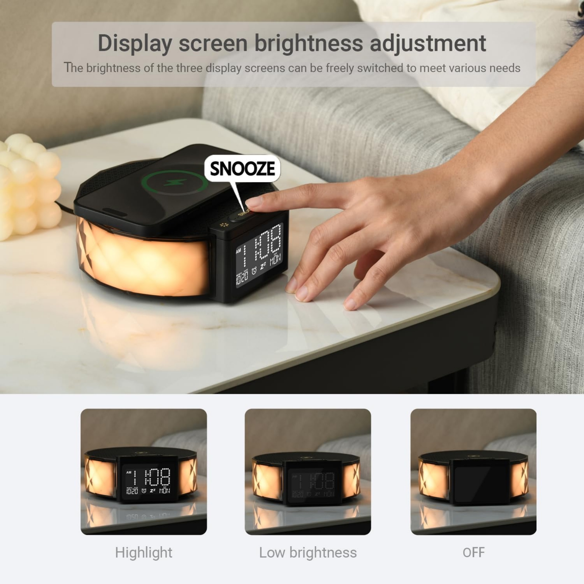 Alarm Clock with Fast Wireless Charging