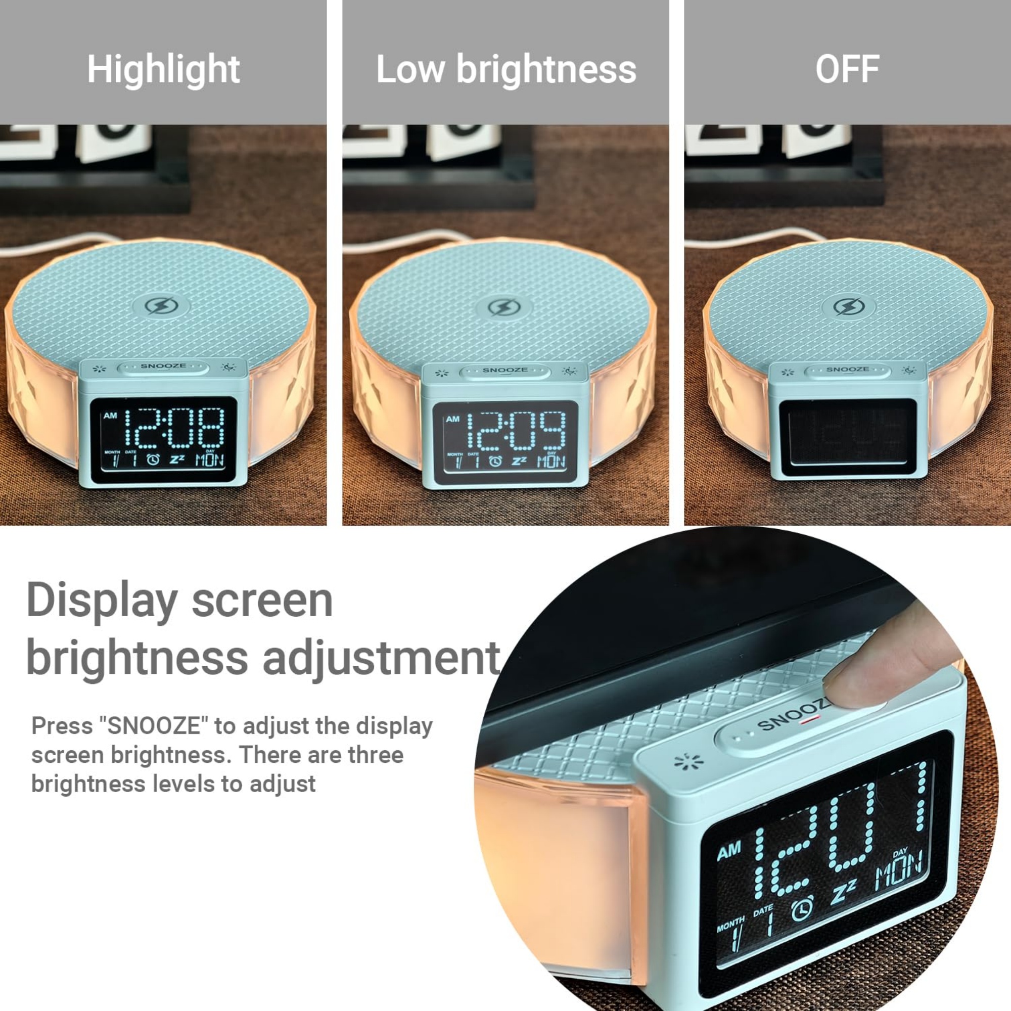 Alarm Clock with Fast Wireless Charging