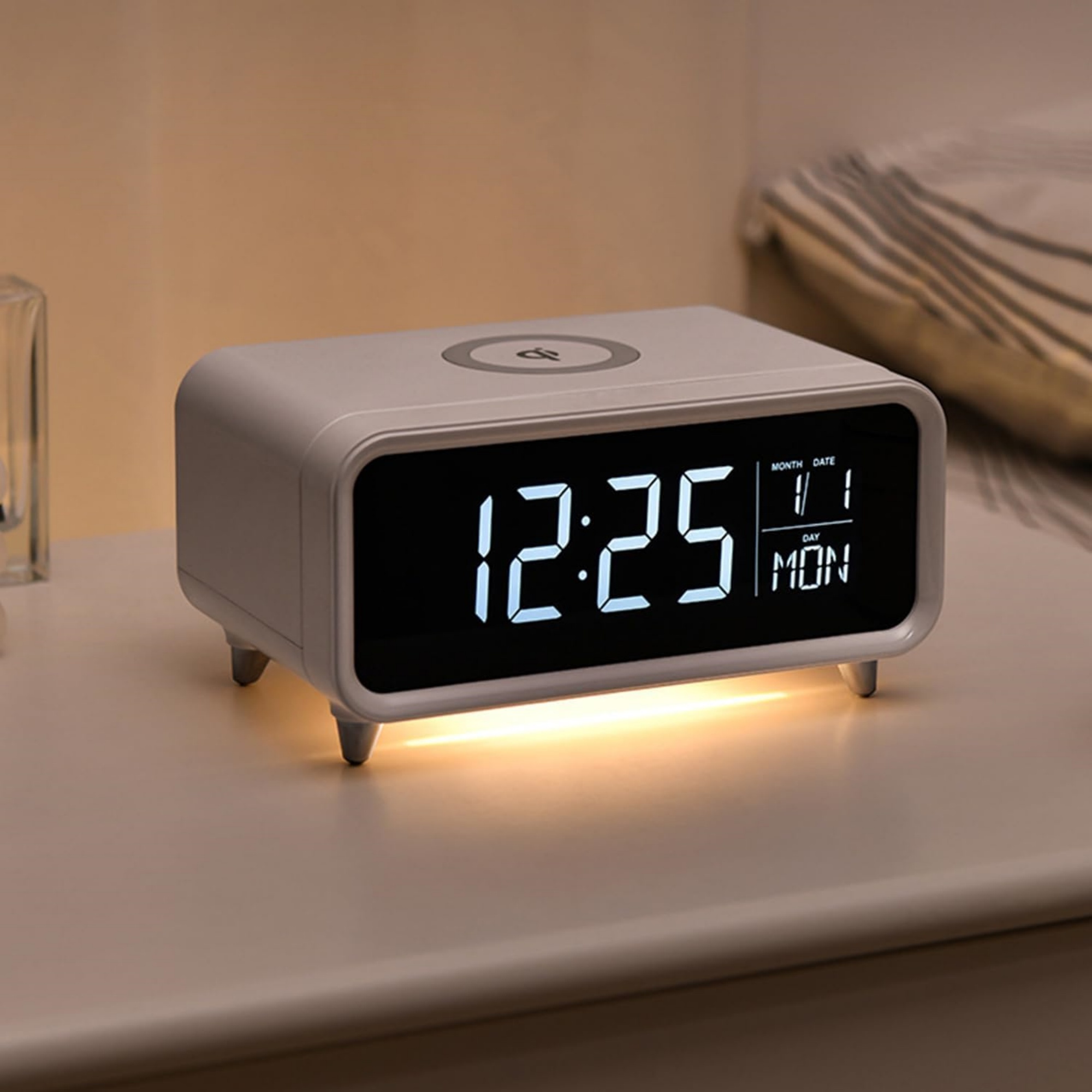 Wireless Charger Bedside Lamp with Alarm Clock