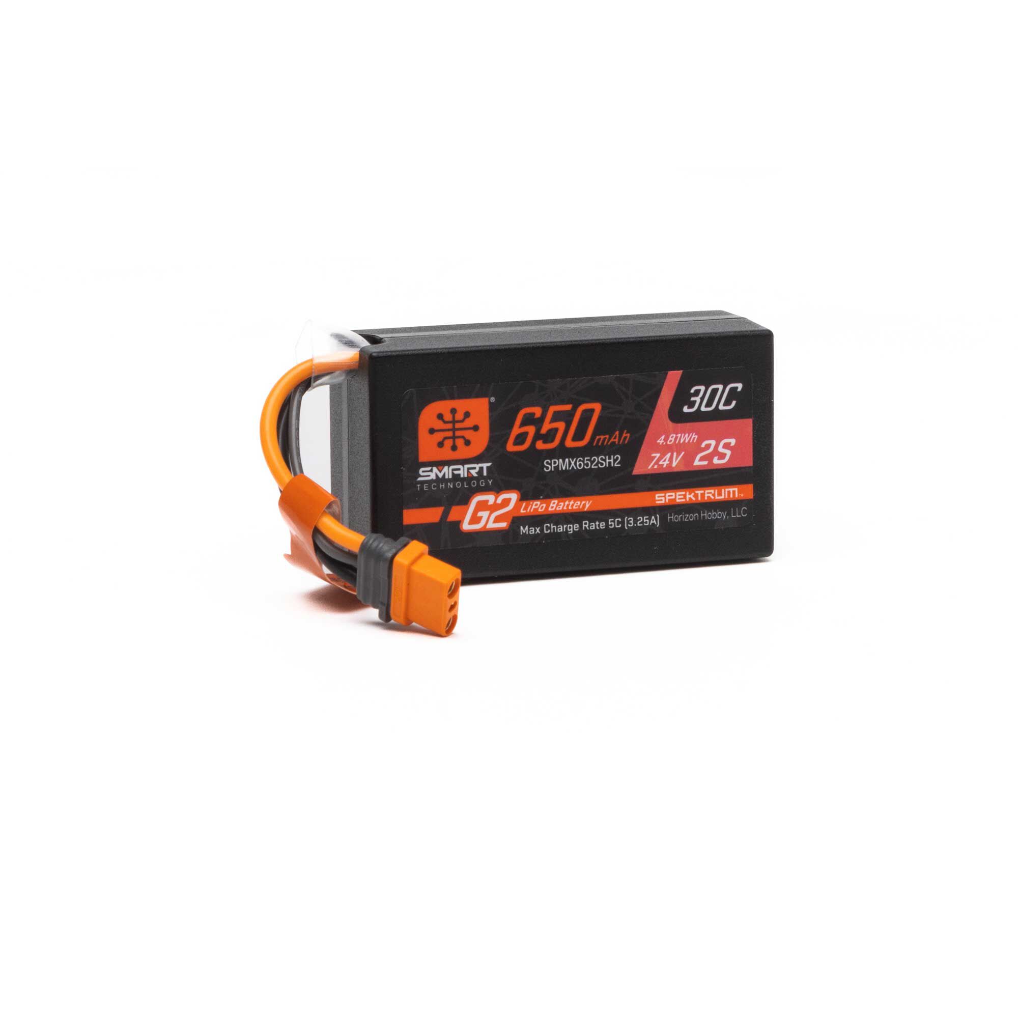 Spektrum Accessories 7.4V 650mAh 2S Smart G2 Hardcase 30C LiPo: IC2