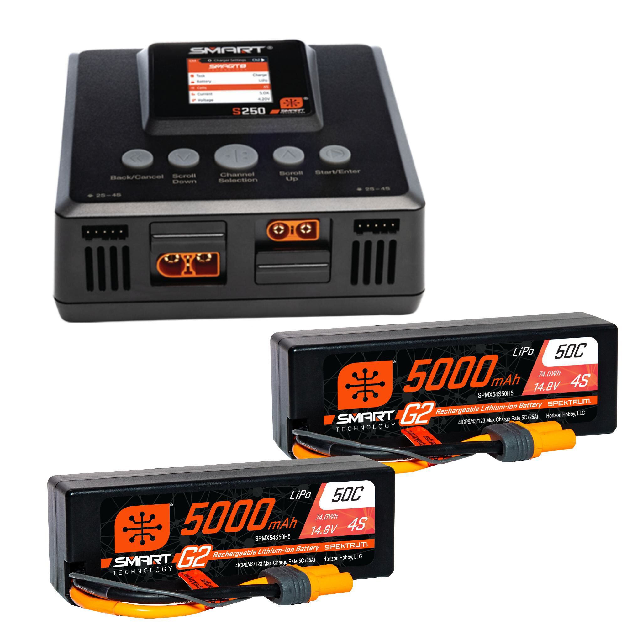 Spektrum Accessories Smart Powerstage 8S Surface Bundle: (2) G2 5000mAh 4S LiPo IC5 & S250 Charger
