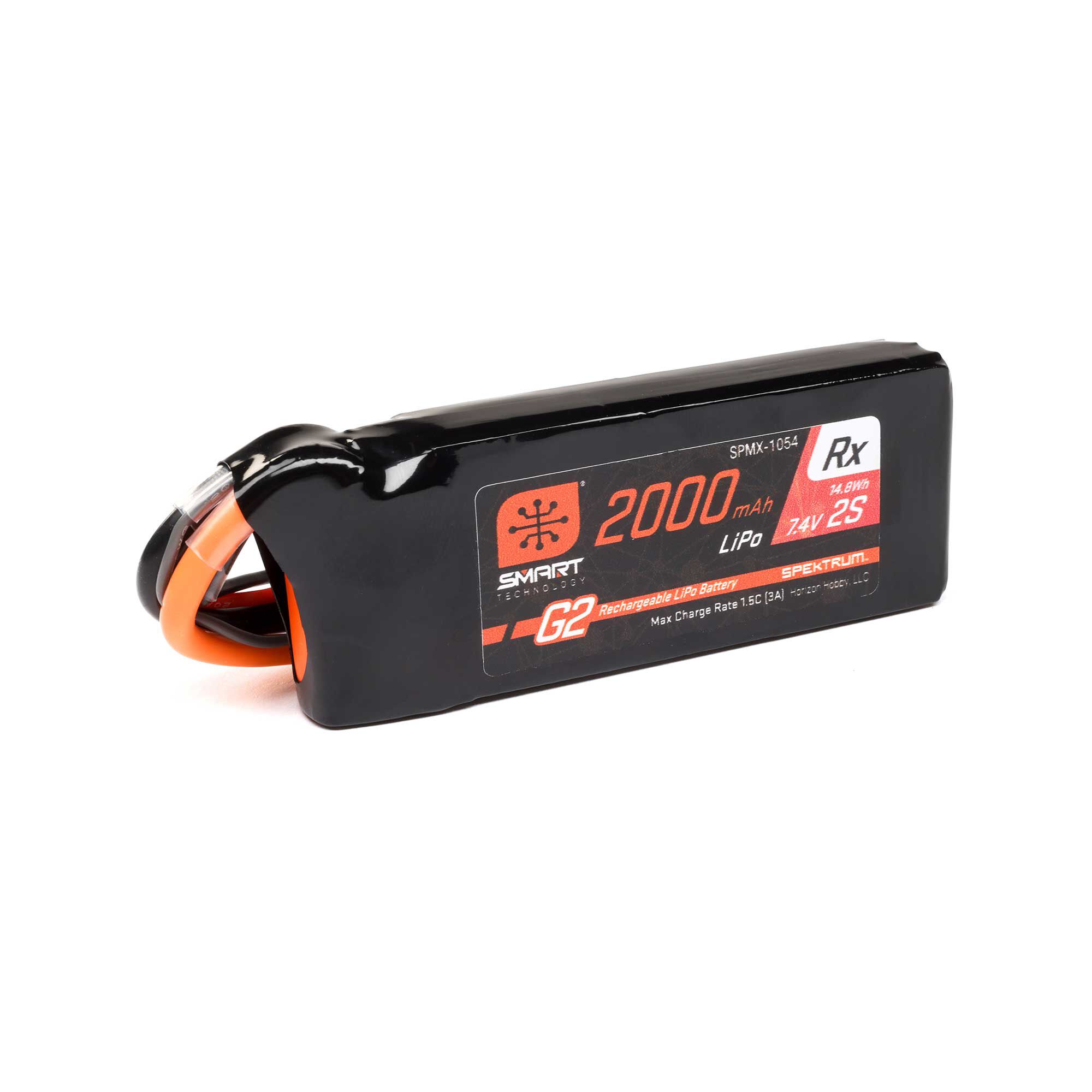 Spektrum Accessories 7.4V 2000mAh 2S 15C Smart G2 Receiver LiPo Battery: IC3