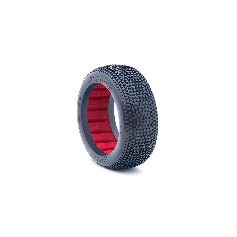 AKA PRODUCTS, INC. 1/8 Impact Super Soft Tires, Red Inserts (2): Buggy
