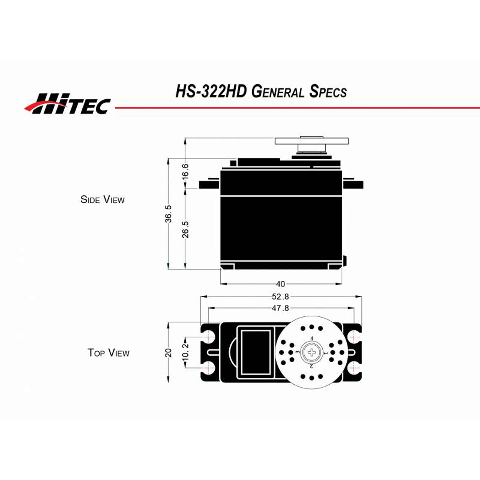 Hitec RCD Inc. HS-322HD Standard Analog Karbonite Gear Aircraft Servo