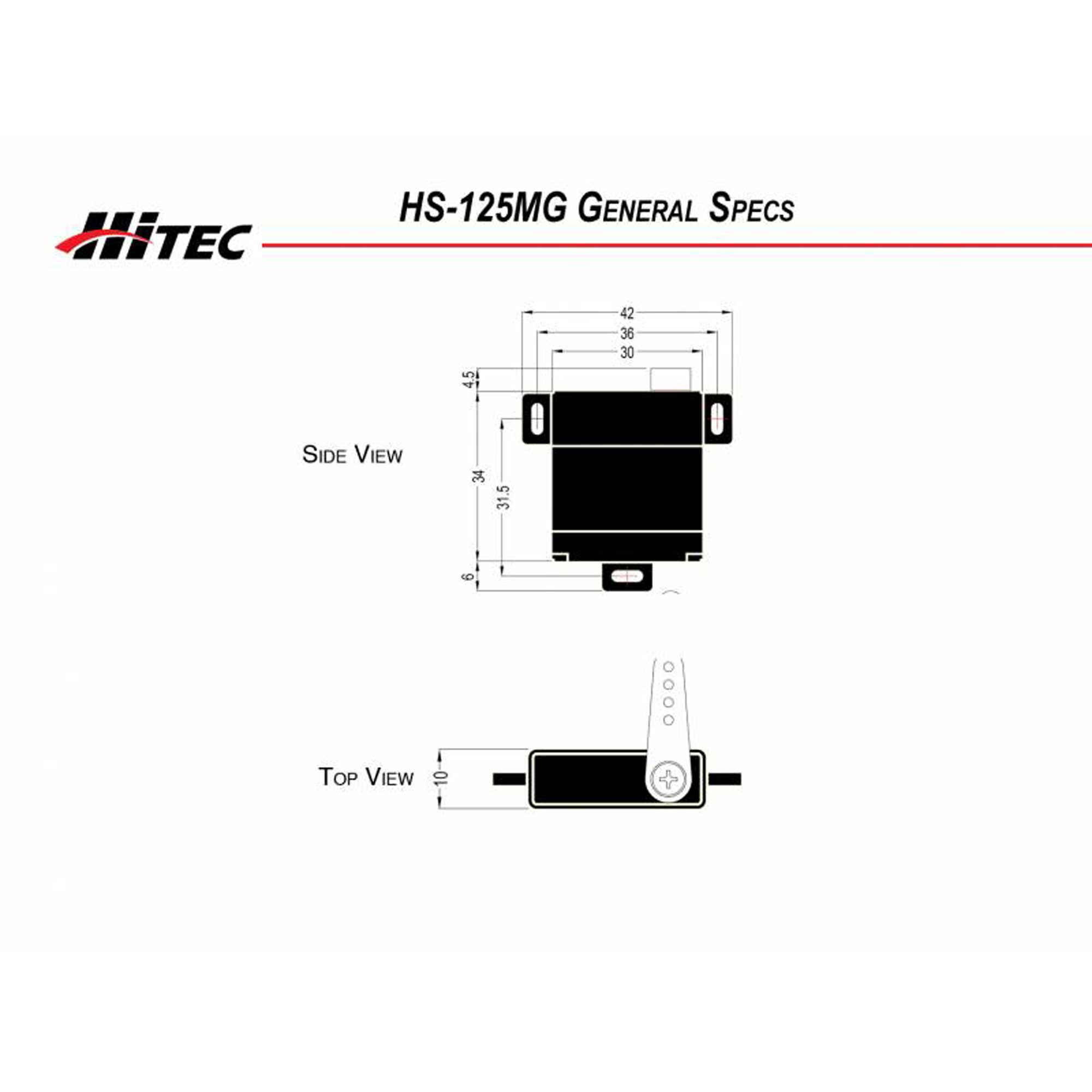 Hitec RCD Inc. HS-125MG Thin Standard Analog Metal Gear Wing Servo