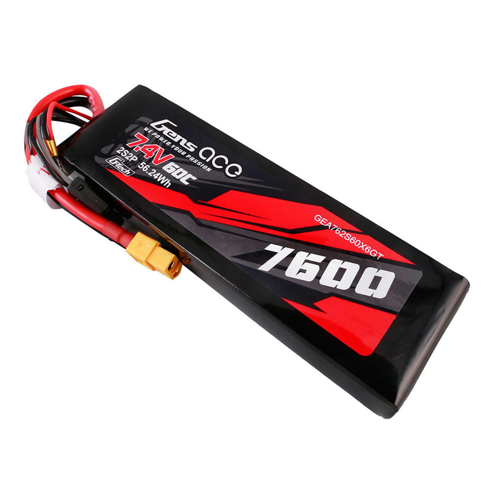 Gens ace 7.4V 7600mAh 2S 60C G-Tech Smart LiPo Battery: XT60
