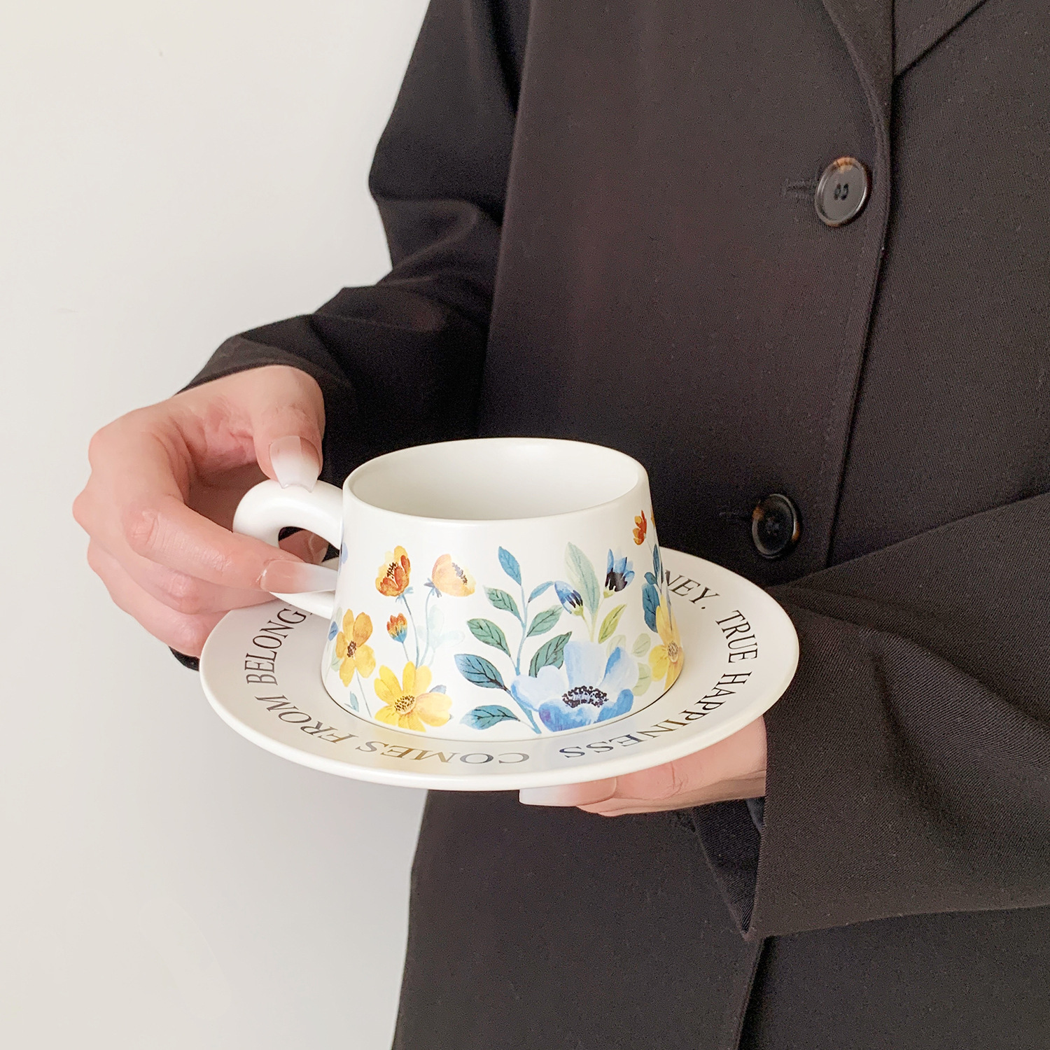 Floral Ceramic Cup and Saucer