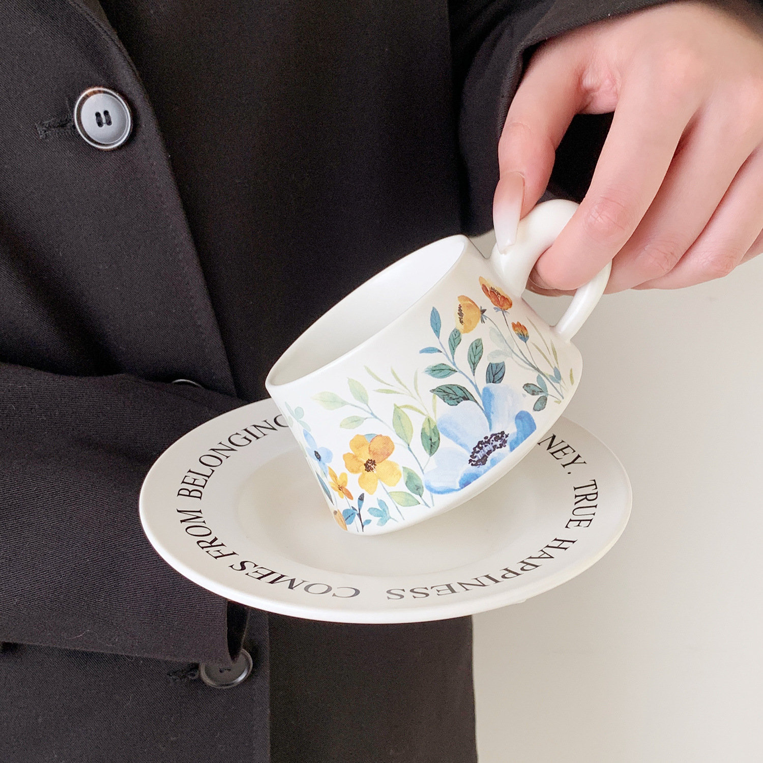 Floral Ceramic Cup and Saucer