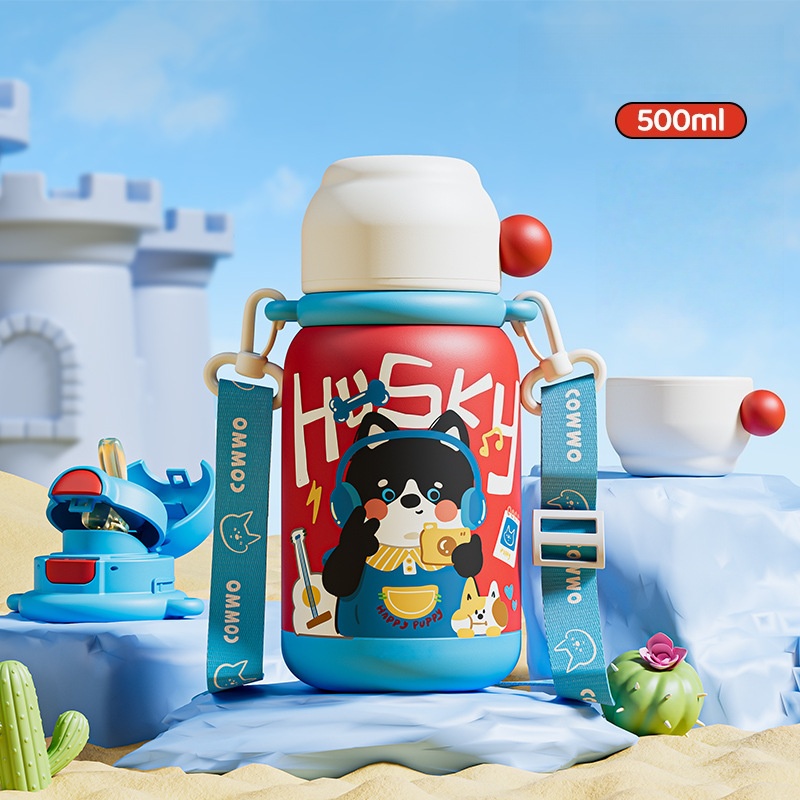 Husky Pattern Water Bottle