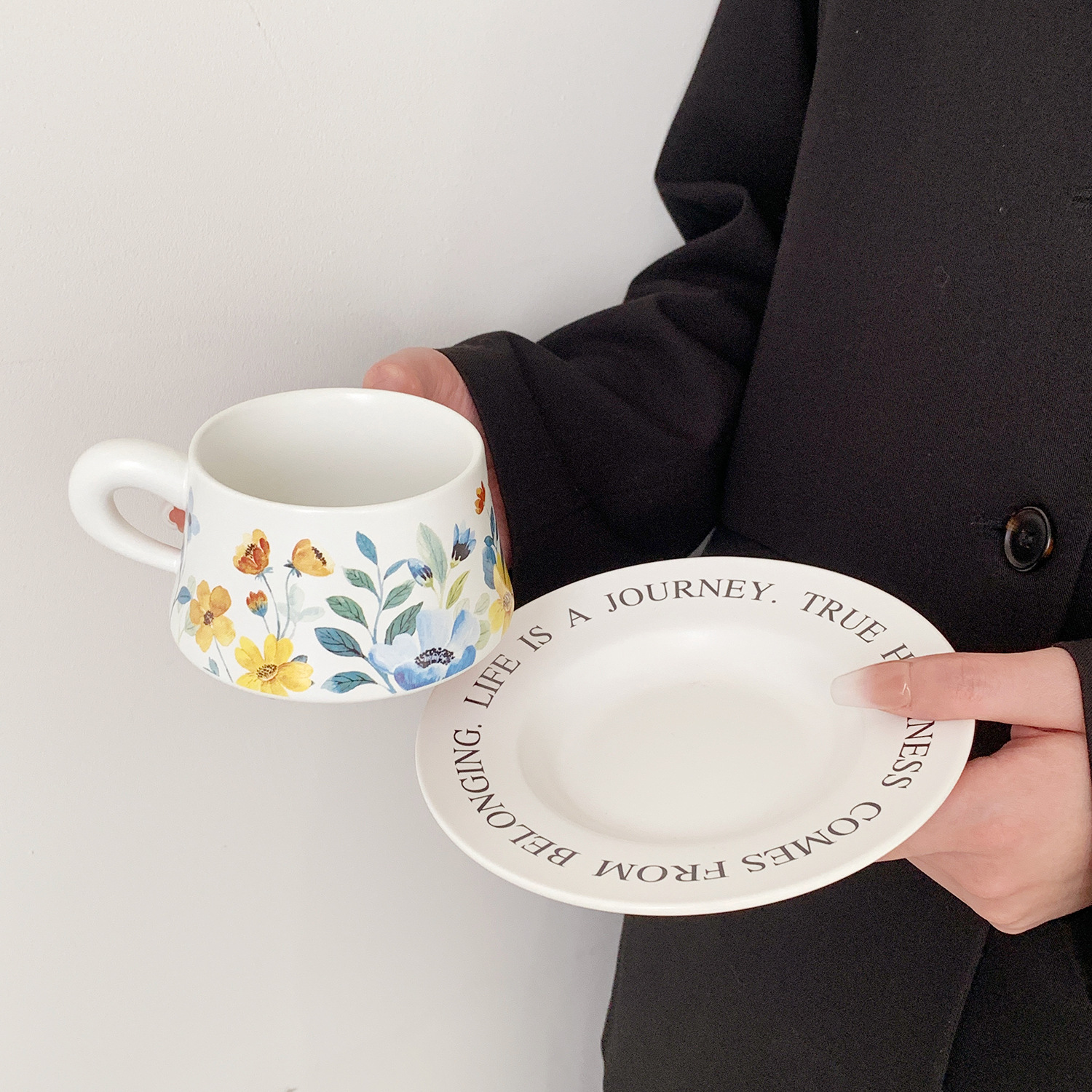 Floral Ceramic Cup and Saucer